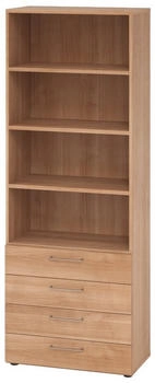 bümö smart Schubladen Regal 4 Schübe Nachbildung: Nussbaum (BU-968S4-N-N-BS)