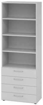 bümö Aktenregal smart Schubladen Regal 4 Schübe grau grau (BU-968S4-5-5-BS)