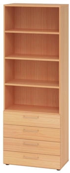 bümö smart Schubladen Regal 4 Schübe Nachbildung: Buche (BU-968S4-6-6-BS)