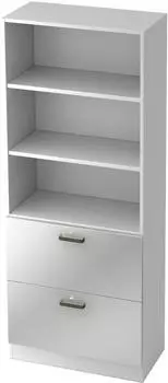 Hammerbacher Regal 5 OH 80x42x200,4cm 2HR Sockelblende Griff SG weiß/Silber (V7300/W/S/SG)