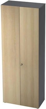 EUROKRAFT Aktenschrank TOPAS LINE 6 Ordnerhöhen B 800 mm graphit/Eiche (825973)