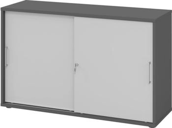 EUROKRAFT Schiebetürenschrank Höhe mm graphit / lichtgrau (825577)