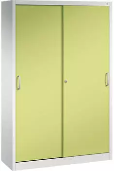 C+P Acurado Schiebet&uuml;renschrank 5 Ordnerh&ouml;hen 1200x1950x400mm Front Viridingr&uuml;n Korpus Lichtgrau (204000S10213)
