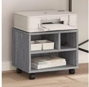 vidaXL Druckerst&auml;nder mit Rollen Grau Sonoma 41x32x34,5cm