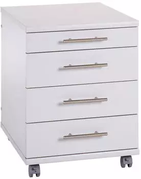 M&ouml;belpartner Leo Rollcontainer 4 Sch&uuml;be Holz Lichtgrau (701401)