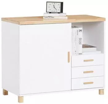 SoBuy ASK07 Sideboard mit 3 Schubladen und 1 T&uuml;r, Wei&szlig; (ASK07-WN)