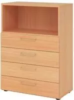Hammerbacher-Regal 3OH, 4 Sch&uuml;be, BS Buche/Buche-V938S4/6/6/BS