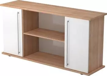 Hammerbacher Sideboard SB2T 2 T&uuml;ren Relinggriff Nussbaum/Wei&szlig; 166,1x44,8x84cm (SB2T/N/W/RE)