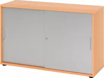Hammerbacher Schiebet&uuml;renschrank 2OH 120x40x74,8cm Buche/Silber (1752S)