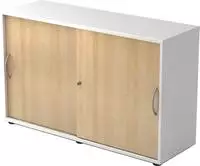 Hammerbacher-Schiebet&uuml;renschrank 2 OH BM Wei&szlig;/Eiche-V1752S/W/E/BM