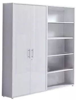 Mid.you Office Edition Set 1 Aktenschrank hoch, 8 F&auml;cher, Holzwerkstoff, Lichtgrau/Wei&szlig; (001067007504)