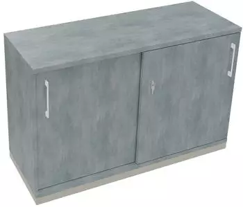Soennecken Schiebet&uuml;renschrank 2OH 1200x442x781mm Silber/Beton hell (820119383)