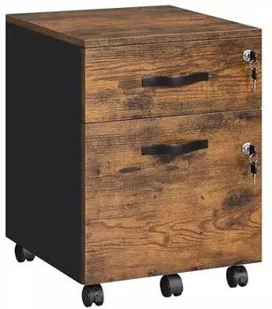 Vasagle Rollcontainer abschlie&szlig;bar, 2 Schubladen, H&auml;ngeregistratur A4 (LCD022K01)
