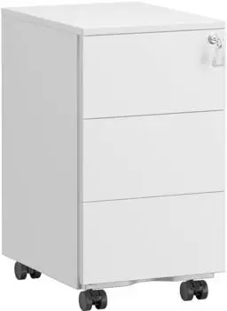 Songmics Rollcontainer 3 Schubladen abschlie&szlig;bar, 40x30x54cm, mattwei&szlig; (OFC079W01)