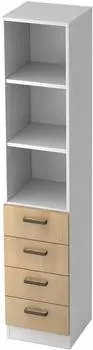 Hammerbacher Regalschrank 7600 SG 5 Ordnerhöhen, 4 Schübe, Weiß/Eiche (V7600/W/E/SG)
