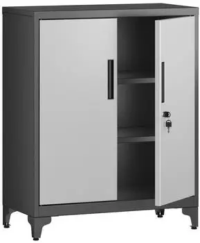 Songmics Aktenschrank 2 T&uuml;ren abschlie&szlig;bar Stahl silbern-mattschwarz (OMC013S01)