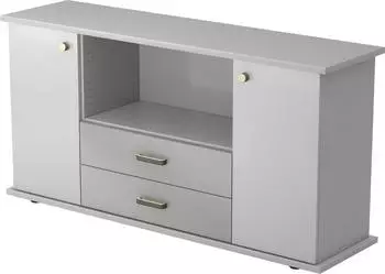 Hammerbacher Sideboard SBTS 2 T&uuml;ren, 2 Sch&uuml;be, Streifengriff, Grau, 166x45x84cm (VSBTS/5/5/SG)