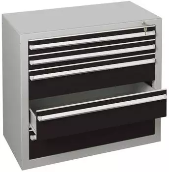 Schulte Schubladenblock 90cm 2+3 Sch&uuml;be lichtgrau/schwarz (36319)