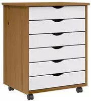 vidaXL Rollschrank mit Schubladen MOSS Honigbraun Massivholz Kiefer