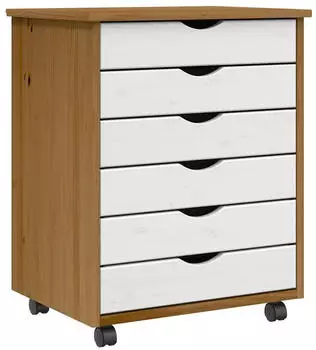 vidaXL Moss Drehschrank mit Schubladen, Massivholz Kiefer, Bernstein (4015785)