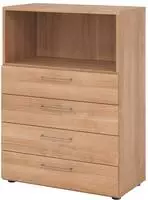 Hammerbacher-Regal 3OH, 4 Sch&uuml;be, BS Nussbaum/Nussbaum-V938S4/N/N/BS