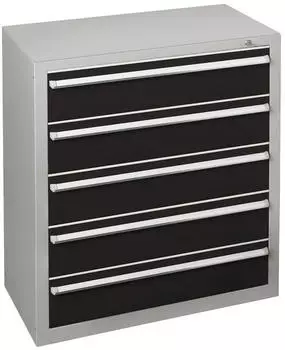 Schulte Schubladenblock 110cm 5 Sch&uuml;be RAL 7035 lichtgrau/RAL 9005 schwarz (36316)