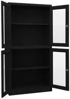 vidaXL B&uuml;roschrank Schwarz 90x40x180 cm Stahl und Hartglas