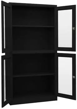 vidaXL B&uuml;roschrank Schwarz 90x40x180cm Stahl und Hartglas