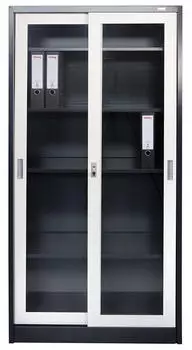 Jet-Line St. Petersburg Stahlschrank mit Glasfront, 90x40x185cm, anthrazit-wei&szlig;