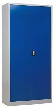 Gürkan Stahlschrank 5 OH, 4 Fachböden, lichtgrau/enzianblau, 92x195x42cm (100162)