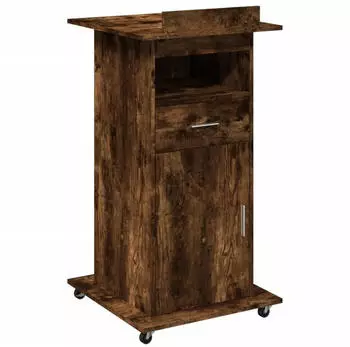 vidaXL Rednerpult mit Rollen & Schublade Räuchereiche 55x55x107cm (848028)