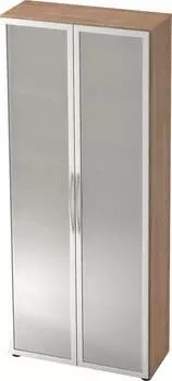 Hammerbacher Basic Glast&uuml;renschrank 5OH 80x33x188cm Nussbaum (V4200/N/S/BM)