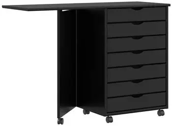 vidaXL MOSS Rollschrank mit Schreibtisch Schwarz Massivholz Kiefer (4015790)