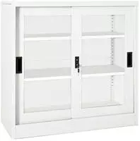 vidaXL Schrank mit Schiebet&uuml;r Wei&szlig; 90x40x90 cm Stahl