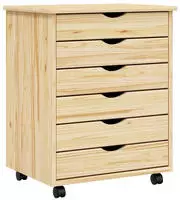 vidaXL Rollcontainer mit Schubladen MOSS Klarlack 53 x 39 x 65,5 cm