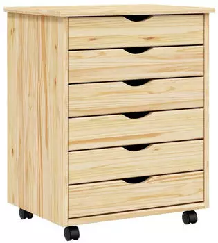 vidaXL Rolling Cabinet with Drawers MOSS Solid Wood Pine Brown (42032401)