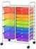 Costway Rollwagen 15 stapelbare Schubladen, Metallgestell, 63x37x87cm, bunt (HW53825)