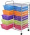 Costway Rollwagen 15 stapelbare Schubladen, Metallgestell, 63x37x87cm, bunt (HW53825)