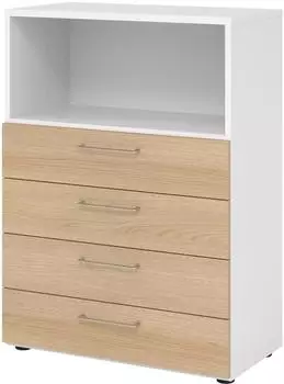 Hammerbacher Advanced Kombischrank 3OH 4 Schubladen Eiche/Wei&szlig; 80x110x41,7cm (V938S4/W/E/BS)