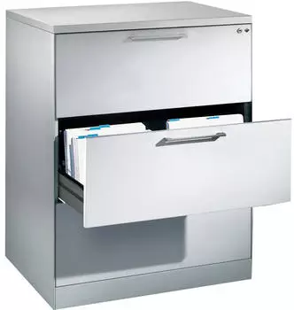 C+P Asisto Karteischrank A4 quer, 3 Schubladen, zweibahnig, lichtgrau/lichtgrau (146243322S10000)