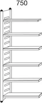 Kerkmann Design-Regal M2 Regalfeld 750x2600x400mm 6 B&ouml;den alusilber/lichtgrau
