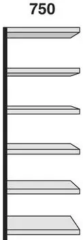 Kerkmann Stora 100 Regalfeld 6 B&ouml;den 225x75x30cm ohne R&uuml;ckwand silber/lichtgrau (2491)