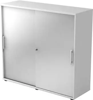 Hammerbacher Schiebet&uuml;renschrank 3OH Relinggriff 120x40x110cm Wei&szlig;/Silber (V1753S/W/S/RE)