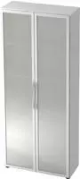 Hammerbacher-Glast&uuml;renschrank 5OH 34,6cm tief BM Wei&szlig;-V4200/W/S/BM