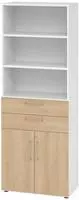 Hammerbacher-Kombischrank 6 OH 968K2 Wei&szlig;/Eiche-V968K2/W/E/BS