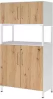 Hammerbacher Kombischrank FlexWall 4OH 1offen Sockel wei&szlig;/asteiche