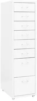 vidaXL Aktenschrank mit Rollen Wei&szlig; 28x41x109cm Metall (335920)
