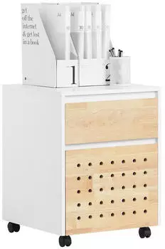SoBuy ASK06 Rollcontainer 6 Schubladen, Holz, wei&szlig;/natur (ASK06-WN)