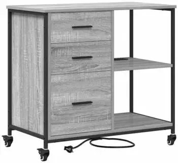 vidaXL B&uuml;roschrank mit Rollen 76x41x72cm Spanplatte Grau Sonoma