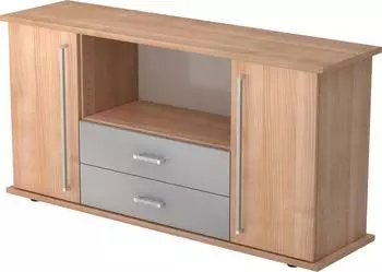 Hammerbacher Sideboard SBTS 2 T&uuml;ren, 2 Sch&uuml;be, Chromgriff, Nussbaum (VSBTS/N/N/CE)